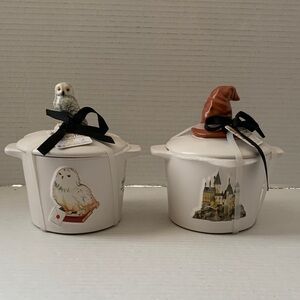 Rae Dunn Double Sided Ceramic Baking Dishes with Owl and Castle Designs NEW